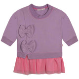 Billie Blush - Bimaterial Dress with Bows & Tulle Skirt - Lilac