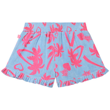 Billie Blush - Terry Shorts - Pale Blue Allover Palm Trees