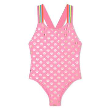 Billie Blush - Swimsuit With Shells and Striped Elastic Strap