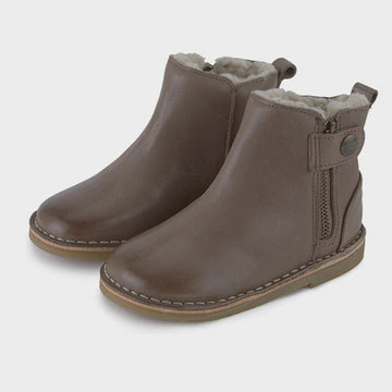 Young Soles - Winston Wool Lined Ankle Boot - Mushroom Burnished Leather