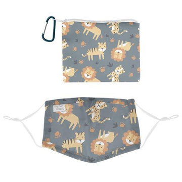 Stephen Joseph - Cotton Adjustable Mask with Zipper Pouch (Zoo)