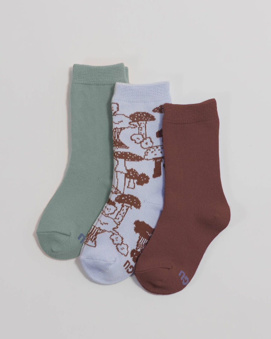 Baggu - Crew Socks Set of 3 - Mushroom Hunt