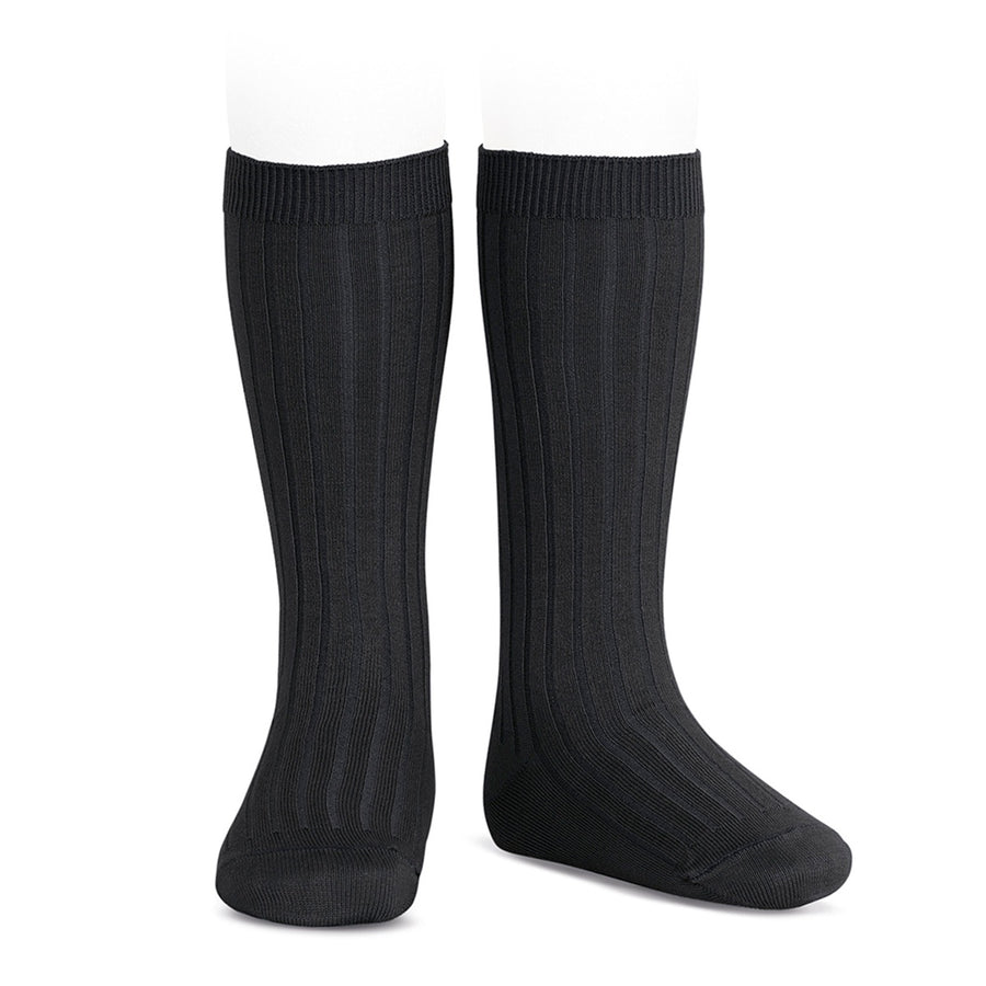 Condor - Basic Rib Knee High Socks (Black)