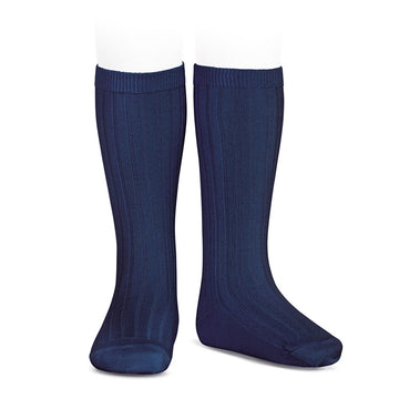 Condor - Basic Rib Knee High Socks (Navy)