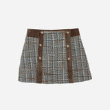 Patachou -  Velvet Tweed Skirt w Pearl Buttons - Grey Ochre