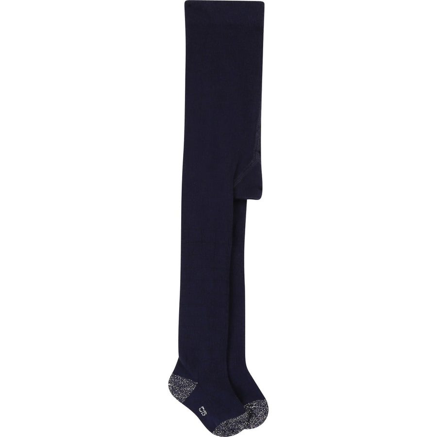 Carrement Beau - navy tights with silver detail footie