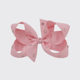 Olilia - Medium Classic Bow With Crystals - Peony