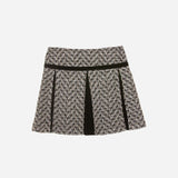Patachou - Pleated Tweed Skirt - Black Ivory