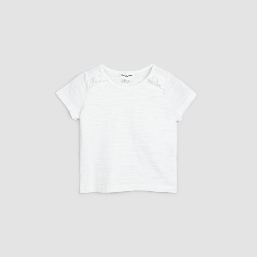 Miles the label -  Off-White Girls' Textured Slub Jersey Baby T-Shirt