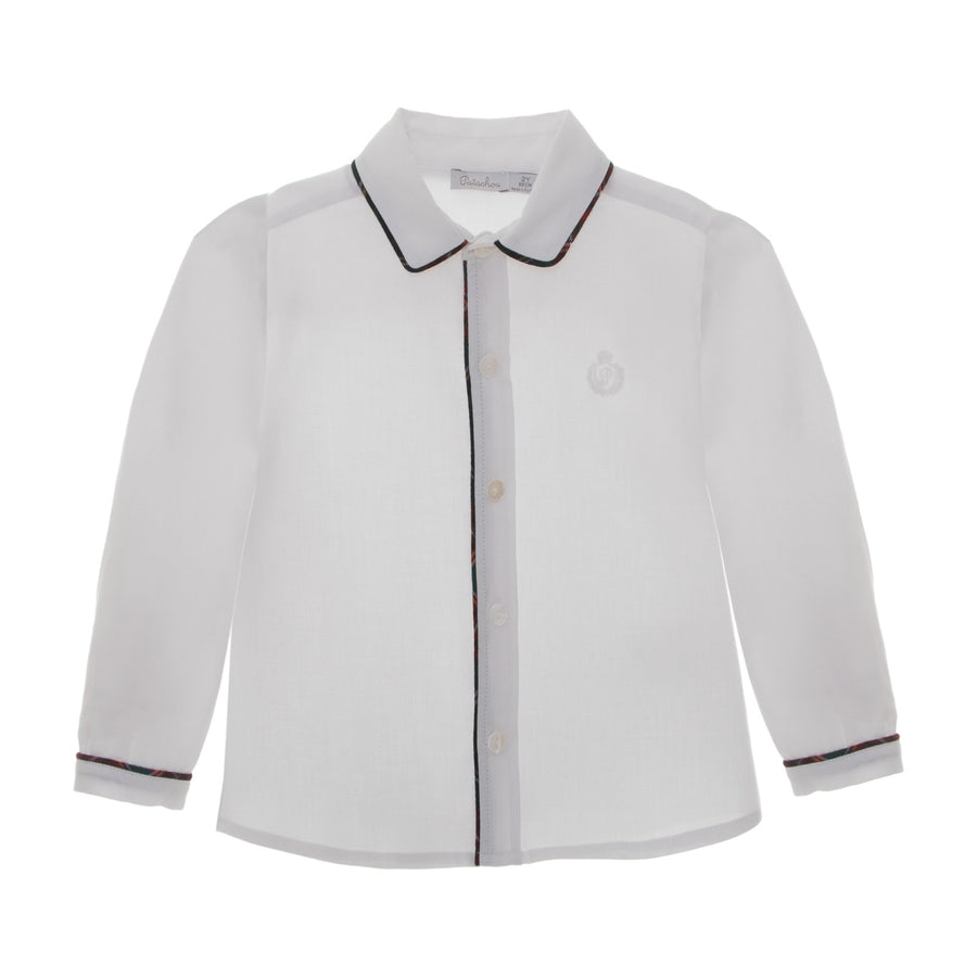 Patachou - White Dress Shirt with Tartan