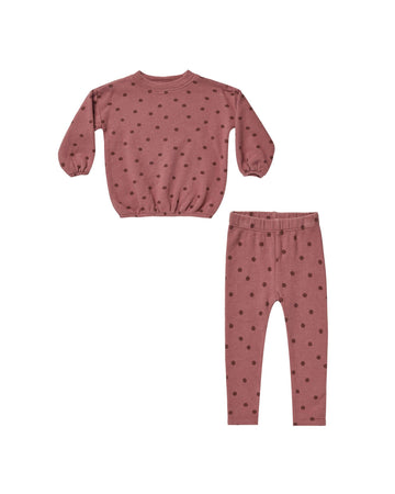 Rylee & Cru - Spongey Knit Set - Raspberry Polka Dots