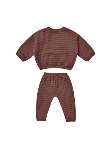 Quincy Mae - Quilted Sweater + Pant Set - Plum