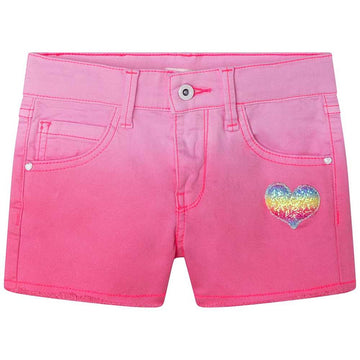 Billie Blush - Dip Dye Drill Shorts with Heart Patch - Pink Ombre