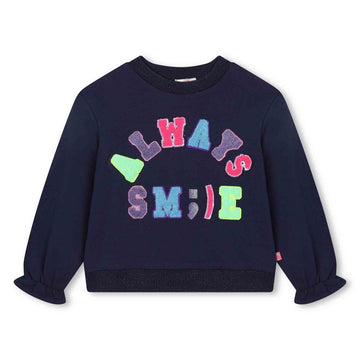 Billie Blush - French Terry Flounce Sweater - Navy