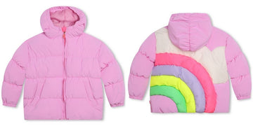 Billie Blush - Hooded Puffer Jacket - Pink Rainbow