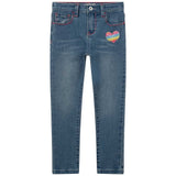 Billie Blush - Denim Pants with Glitter Heart Patch