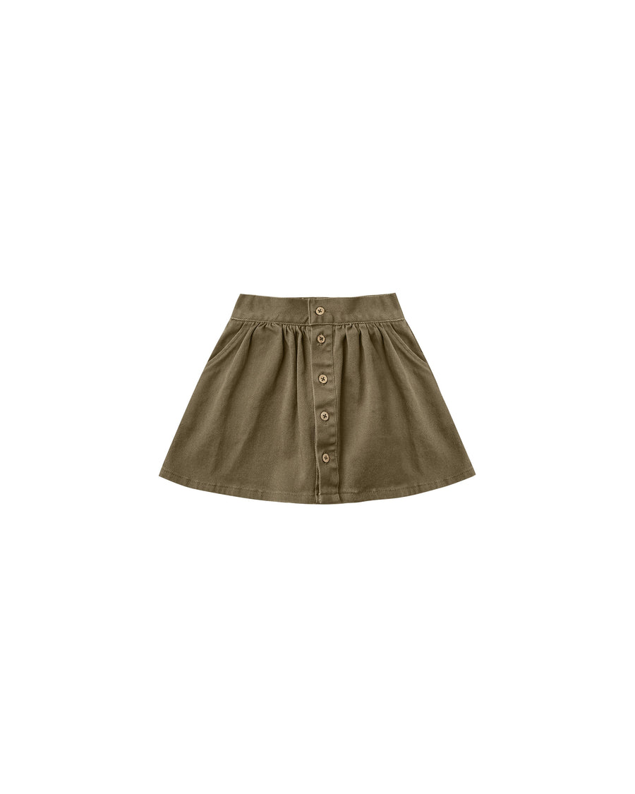 Rylee & Cru- Button Front Mini Skirt- Olive